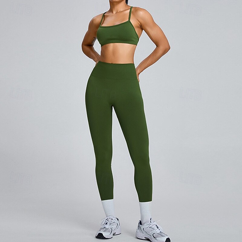 Women's Yoga Pants Yoga Leggings Elastic Waistband High Waist Pilates Gym Workout Workout Tights Solid Color Black Yellow Pink Sports Activewear Stretchy Slim3