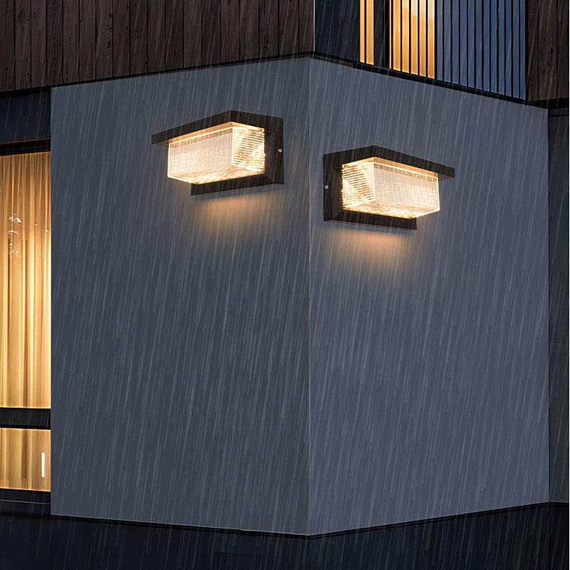 LED Outdoor Wall Lights Warm White Rainproof Wall Mounted Lighting with Striped Acrylic Shade Porch Lights for House Garage Patio Lamp 110-240V4