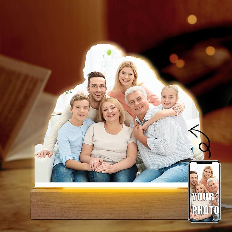 Personalized Light Up Photo Frame Custom Photo Acrylic Night Light for Valetine's Day Family Gift Mother Father Children Wedding Birthday Anniversary Gifts
