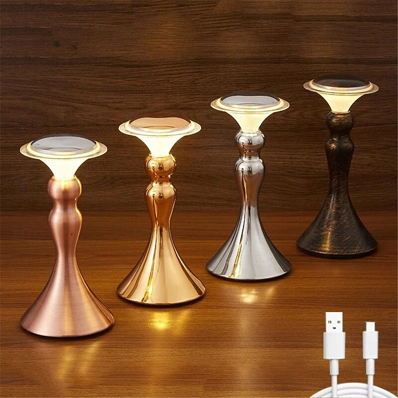 LED Desk Light Touch Controlled Reading Light Bar Metal Table Lamp Portable Battery Table Retro Night Light LED Restaurant Bedroom Bedside Restaurant USB Charging Light 1PC2