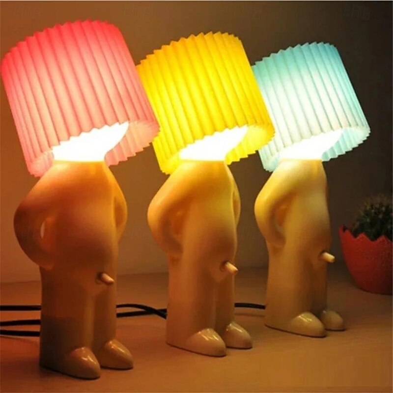 Mischievous Boy Desk Lamp LED Pleated Reading Light Bedroom Bedside Shy Night Light Fun Children's Gift Small Night Light 1PC