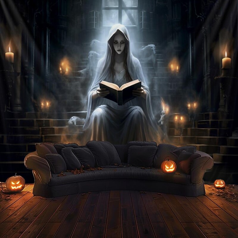Halloween Decorations Hanging Tapestry Ghost Bride Reading Wall Art Large Tapestry Mural Decor Photograph Backdrop Blanket Curtain Home Bedroom Living Room4