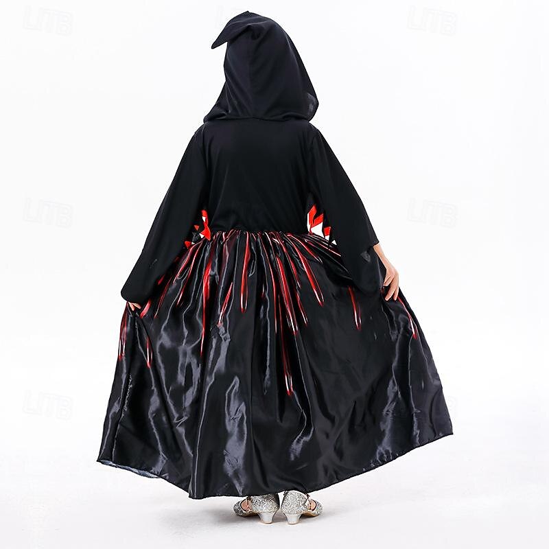 Witch Skeleton Skull Ghost Halloween Cape Cosplay Costume Hooded Cloak Walpurgis Night Scary Costume Kid's Girls' Carnival Masquerade Performance Halloween Masquerade Easy Halloween Costumes Dress Up4
