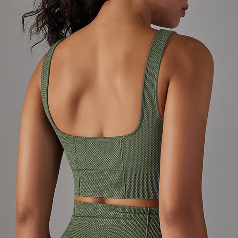 Women's Light Support Sports Bra Running Bra Open Back Bounce Control Bra Top Padded Fitness Leisure Sports Running Breathable Lightweight Soft Black White Army Green Solid Colored3