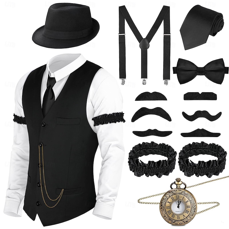 Retro Vintage Roaring 20s 1920s Outfits Vest Waistcoat The Great Gatsby Charleston Gentleman Fashion Fancy Dress Men's Christmas Halloween Carnival Prom Bachelorette Party Festival Adults' Vest More