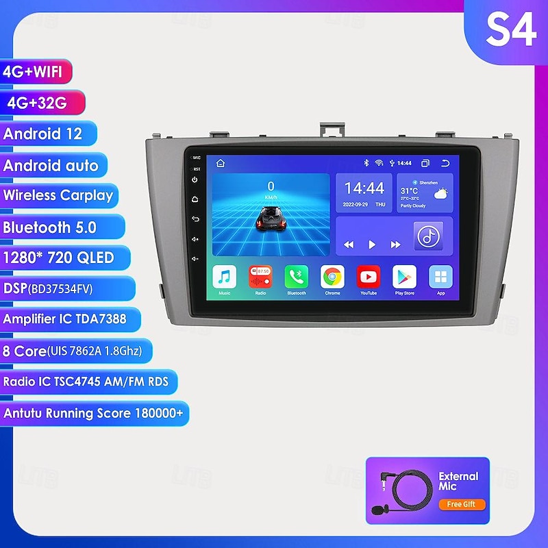 Android 12 Car Radio for Toyota Avensis T27 2008 - 2015 GPS Navigation Multimedia Player carplay2