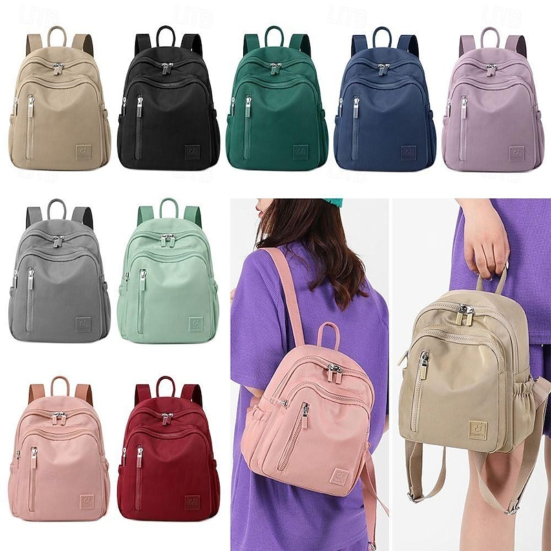 Women's Lightweight Nylon Backpack – Water-Resistant Casual Travel Bag with Multiple Pockets, Stylish Daypack for Work, School, and Outdoor Use