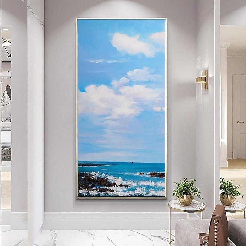 Large Abstract Sailboat oil painting handmade Canvas Wall Art  Nautical seacape Oil Painting on Canvas Modern Seascape oil painting Wall Art paintings for Living Room Bedroom Decor