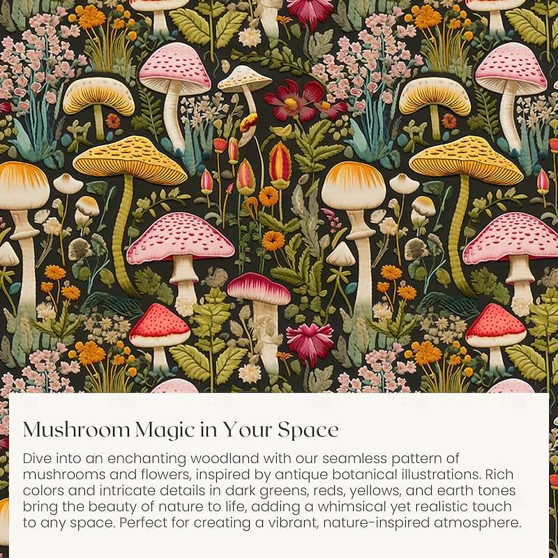 Mushroom Forest Mexican Folk Art Pattern Duvet Cover Set Comforter Set Soft 3-Piece Luxury Cotton Bedding Set Home Decor Gift4