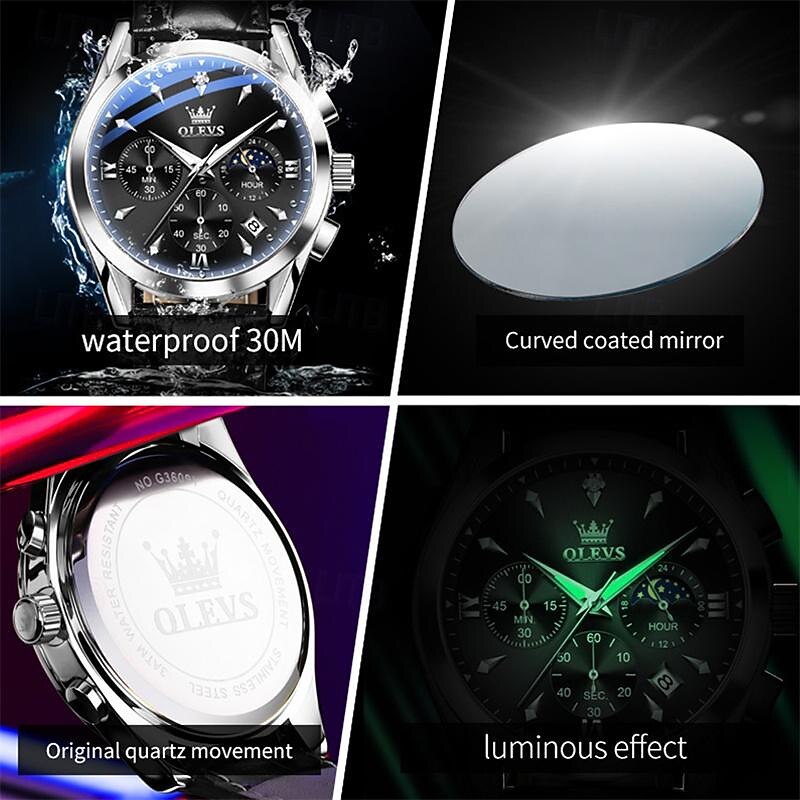New Olevs Olevs Brand Fashion Trend Men'S Business Watch Luminous Chronograph Calendar 24 Hours Multi-Function Quartz Watch Casual Versatile Waterproof Sports Men'S Wristwatch4