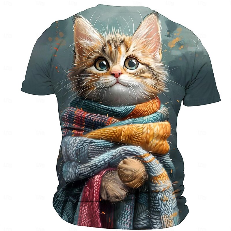 Men's Graphic Cat T Shirt Short Sleeve T shirt 3D Print Crew Neck Shirt Retro Vintage Casual Street Style Sports Outdoor Holiday Going out Blue Orange Spring & Summer Clothing Apparel S M L XL 2XL 3XL2