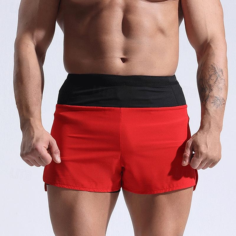 Men's Sweat Shorts Shorts Summer Shorts Pocket Drawstring Elastic Waist Plain Comfort Short Sports Outdoor Daily Going out Fashion Casual Black Red Micro-elastic