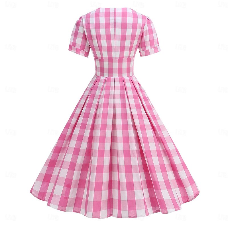 Retro Vintage 1950s Vintage Dress Dress A-Line Dress Swing Dress Plaid Checkered Checkered Gingham Fancy Dress Women's Masquerade Event / Party Bachelorette Party Adults' Dress Homecoming Dresses4