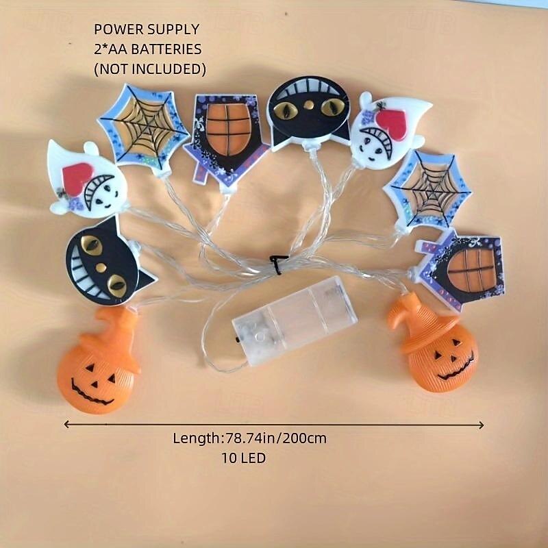 1pc Halloween String Lights 2M10LEDs Skeleton Pumpkin White Ghost Spider String Lights Lighted Ghosts Waterproof Outdoor Garden Patio Garland Lamp for Halloween Festival Atmosphere Light Party Decor3