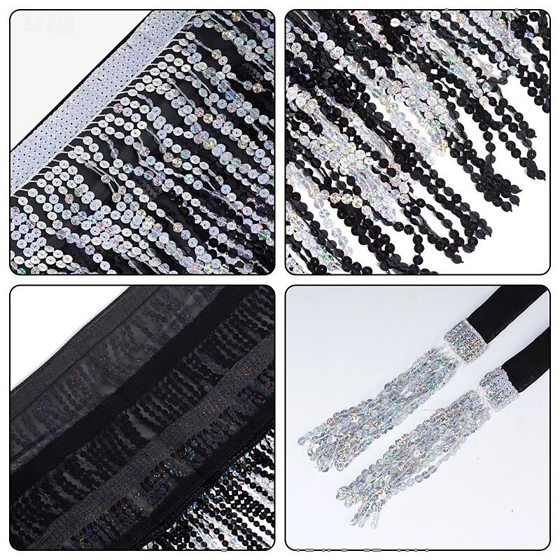 Belly Dance Hip Scarf Sequin Tassel Skirt Wrap Sparkly Costume for Women3