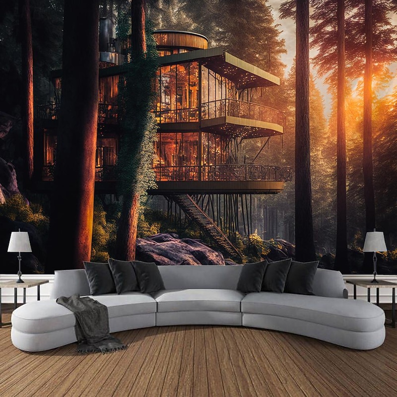 Architecture inside Forest Hanging Tapestry Wall Art Large Tapestry Mural Decor Photograph Backdrop Blanket Curtain Home Bedroom Living Room Decoration2