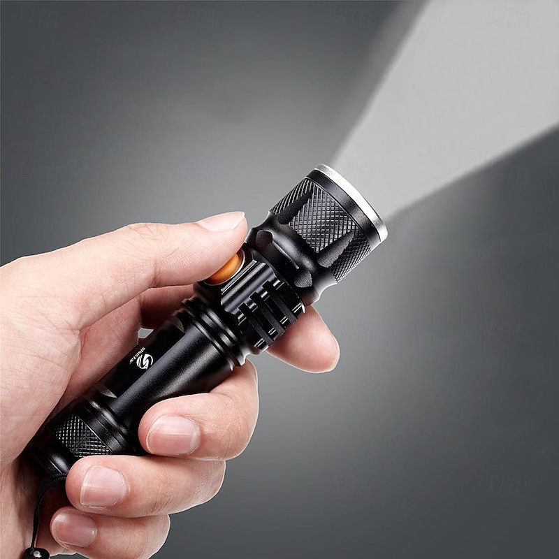 Super bright Rechargeable LED Flashlight With Tail USB Charging Head Zoomable waterproof Torch Portable light 3 Lighting modes Built-in battery2