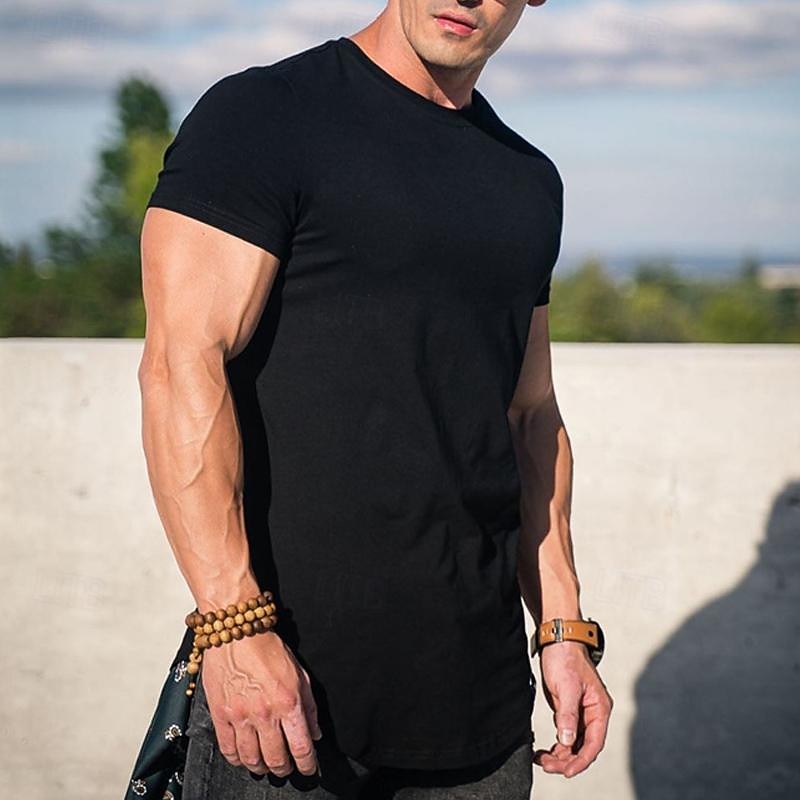 Men's Running T-Shirt Short Sleeve Tee Tshirt Casual Athleisure Solid Colored Quick Dry Soft Breathable Gym Workout Walking Jogging Sportswear Activewear Black White Yellow