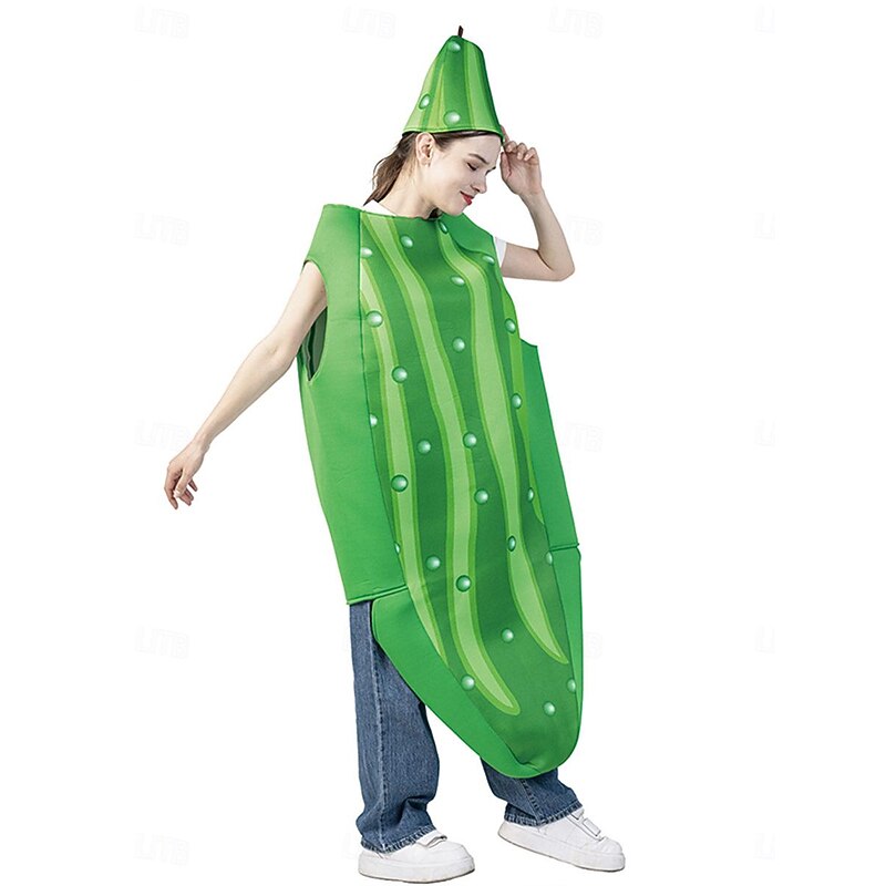 Cucumber Halloween Cosplay Costume Funny Costumes Carnival Costume Cosplay Adults' Men's Women's Carnival Masquerade Mardi Gras Performance Party Halloween Easy Halloween Costumes Dress Up2
