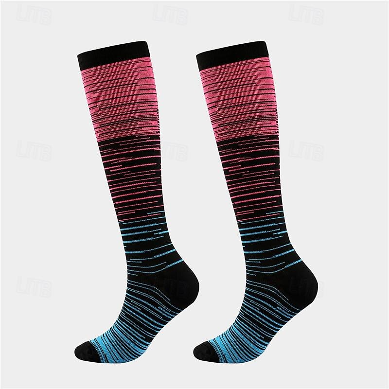 Compression Socks Athletic Sports Socks Running Socks 1 Pair Stripe Women's Tube Socks Breathable Sweat wicking Comfortable Gym Workout Basketball Running Jogging Cycling Sports Stripes Nylon Dark3