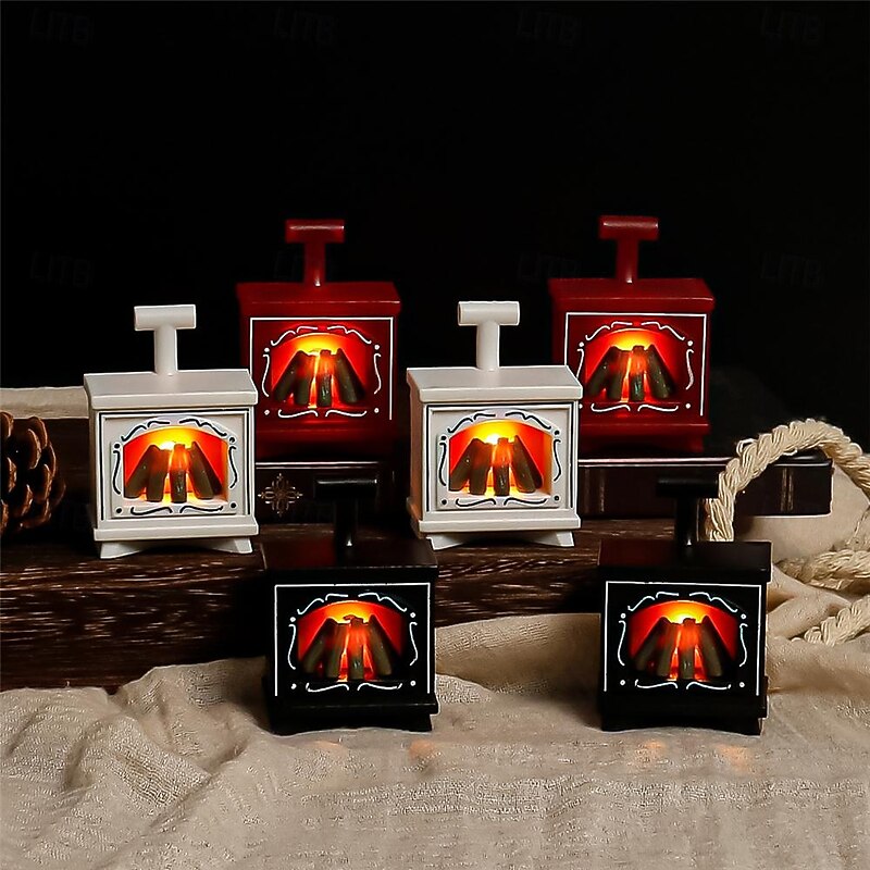 LED Mini Maquete LED Glowing Fireplace Decoration Electronic Candle Lights Creative Home Décor Small Fireplace Holiday Party Decoration Light 1PC for Halloween
