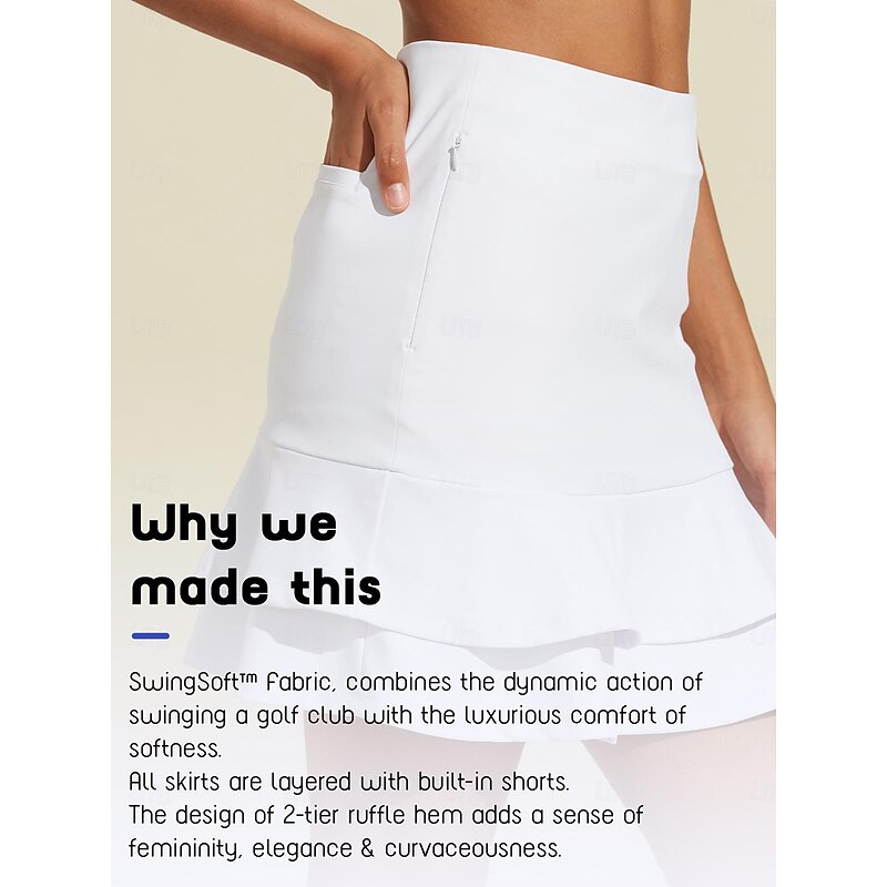 Women's Golf Skorts 18inch Pickleball White Lightweight Bottoms Ladies Golf Attire Clothes Outfits Wear Apparel3