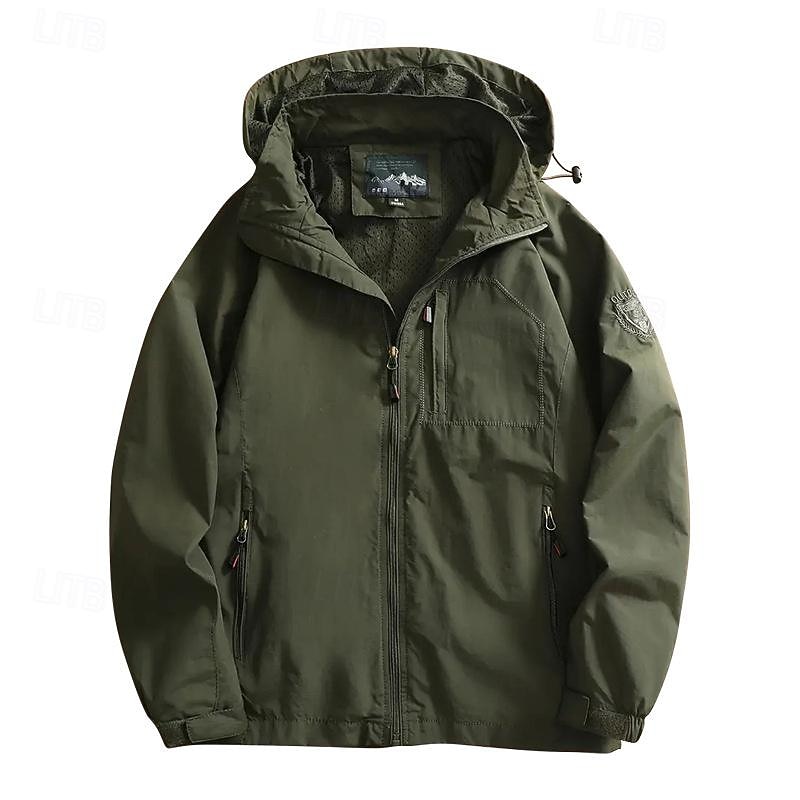 Men's Softshell Jacket Hiking Jacket Outdoor Color Block Windproof Water Resistant Hoodie Windbreaker Jacket Camping / Hiking / Caving Traveling Black Army Green Blue Khaki4
