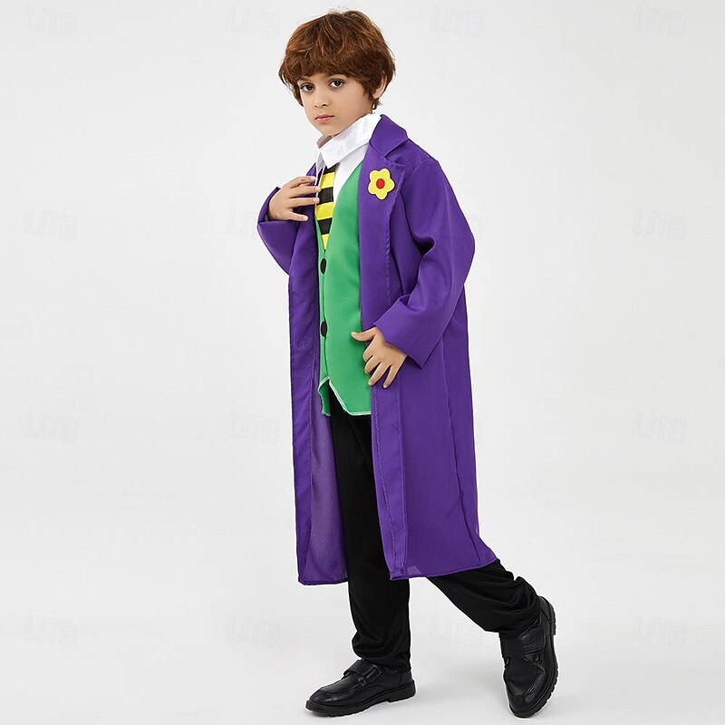 Joker Clown Halloween Coat Pants Vest Joker: Folie à Deux Cosplay Kid's Boys' Carnival Masquerade Party / Evening Easy Halloween Costumes Dress Up3