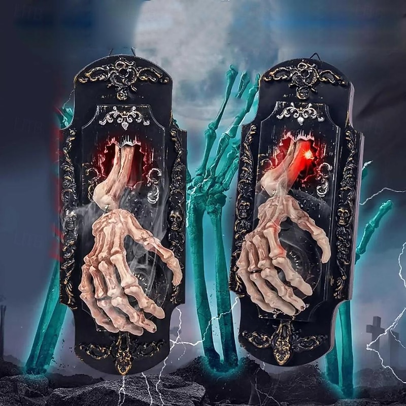 Halloween Devil's Hand Shines Light and Speaks Funny Door Lock Creative Home Decoration Light AAA Batteries Powered 1PC