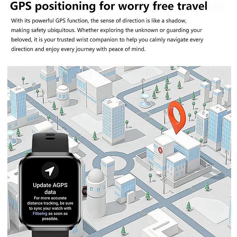 696 NX22 Smart Watch 1.78 inch Smartwatch Fitness Running Watch Bluetooth Pedometer Call Reminder Sleep Tracker Compatible with Android iOS Women Men GPS Hands-Free Calls Message Reminder IP 67 46mm3