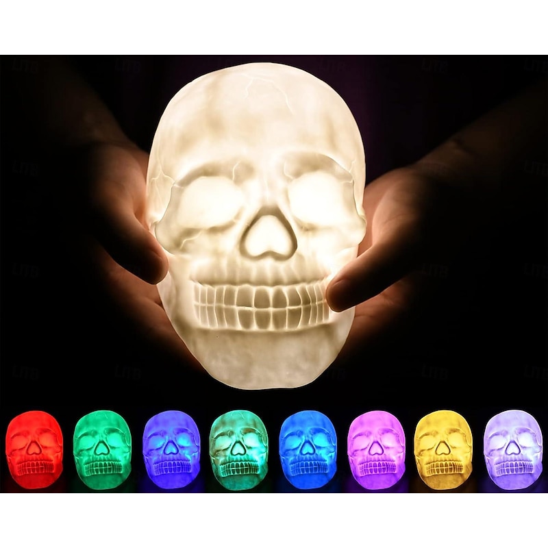 Halloween Skull Lamp Skeleton LED Night Light with 7 Changing Color Light and Remote Control for Home Decoration Halloween2