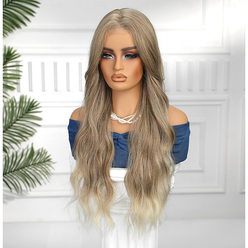 Synthetic Lace Wig Body Wave Style 30 inch Light Brown Middle Part U Part Wig Women's Wig Light Brown4