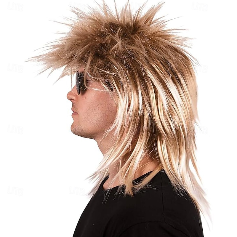 80s Rockstar Men Wig 80s Costume Accessory for Adults  Long Spiky Mullet Wigs for Men and Women Carnival Rocker Cosplay Wig2