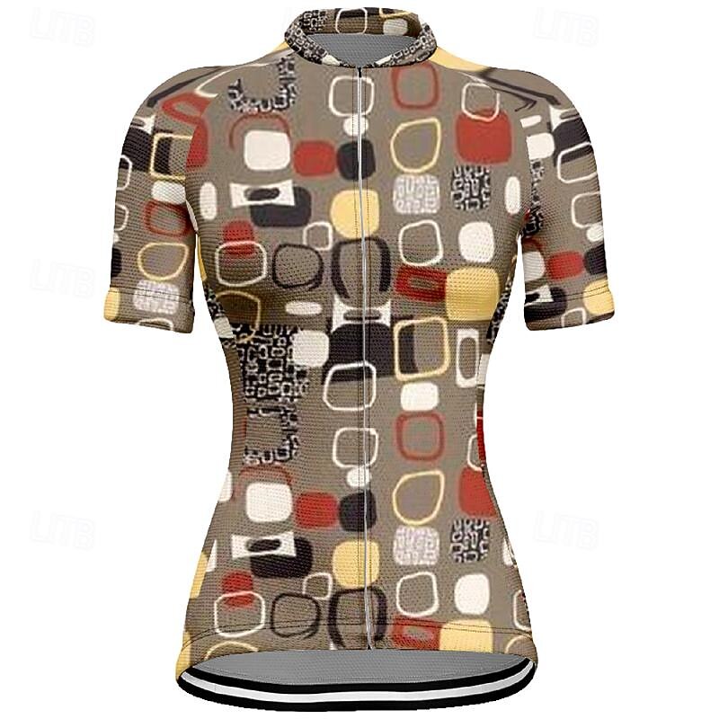 Women's Cycling Jersey Flower Short Sleeve Bike Tee Tshirt Top with 3 Rear Pockets Mountain Bike MTB Road Bike Cycling Quick Dry Front Zipper Wicking Sports Khaki Coffee Clothing Apparel3