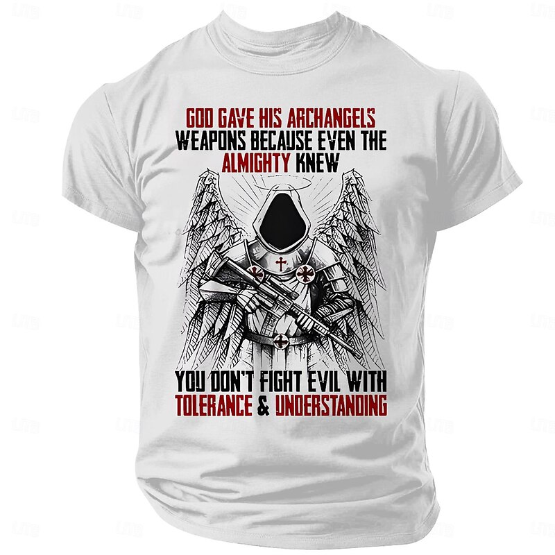 Veterans Day Men's Patriot Patriotic Veteran Knights Templar Soldier T shirt Short Sleeve T shirt 3D Print Crew Neck Shirt Fashion Designer Military Style Street Daily Sports White Green Dark Gray