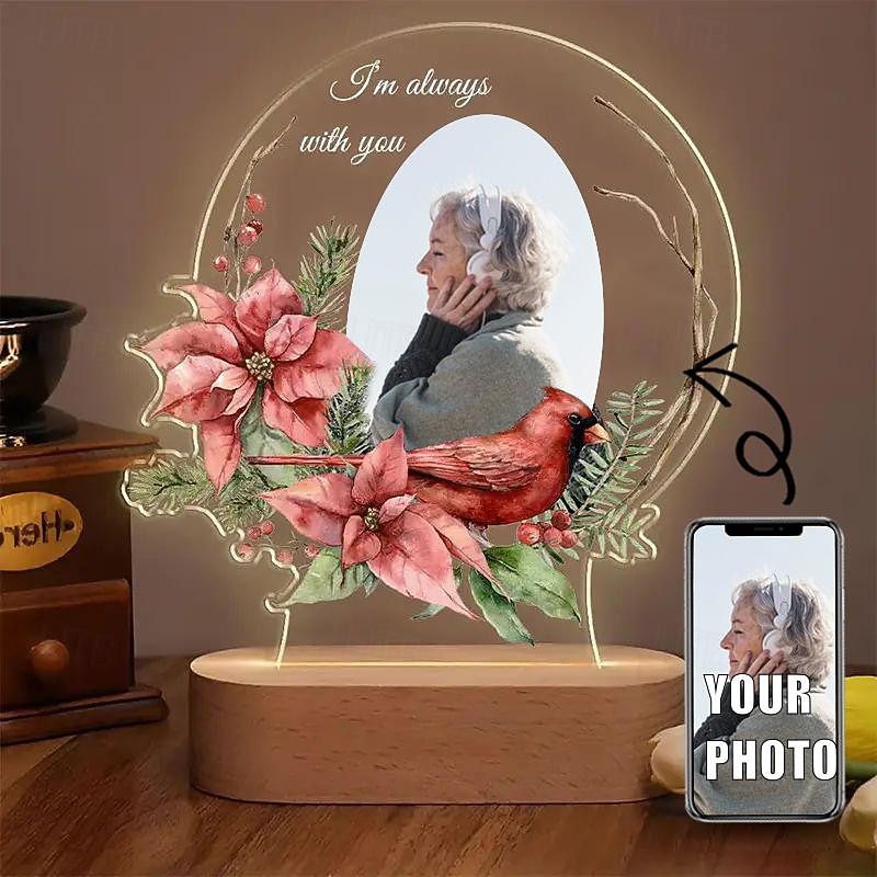 Personalized Light Up Photo Frame I'm Always With You - Custom Acrylic Night Light Memorial Gifts for Loss of Loved One Remembrance Decoration