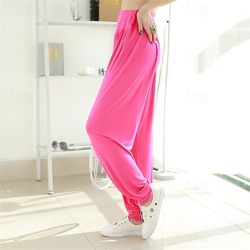 Women's Yoga Pants Flares Pocket Elastic Waistband High Waist Pilates Gym Workout Workout Pants Bloomers Solid Color Black Light Grey Purple Modal Sports Activewear Stretchy Loose Fit2