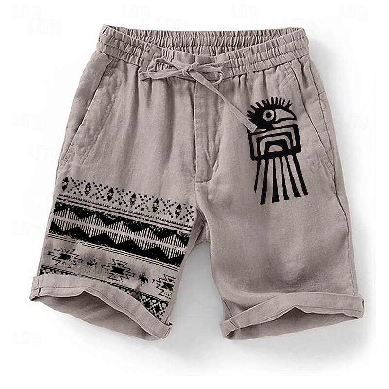 Men's Bird Grid / Plaid Geometric Pattern Shorts Summer Shorts Casual Shorts Mid Waist Fashion Streetwear Designer Casual Daily Holiday Drawstring Pocket Elastic Waist Designer Clothing Apparel3