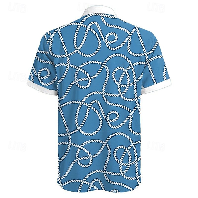 Men's Geometric Lines / Waves Geometric Pattern Button Up Shirt Printed Shirts Short Sleeve Casual Outdoor Vacation Daily Summer Turndown Print Button-Down Yellow Blue Green2