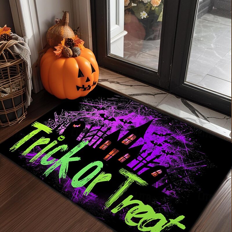 Halloween Decorations Hunted House Doormat Kitchen Mat Floor Mat Non-Slip Area Rug Oil Proof Rug Indoor Outdoor Mat Bedroom Decor Bathroom Mat Entrance Rug