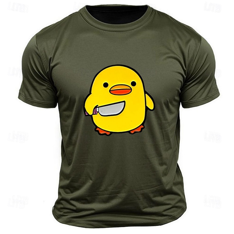 Men's Little Yellow Duck Funny T Shirt Tee Top 100% Cotton Short Sleeve Graphic Shirt Black White Dark Grey Comfortable Tee Street Sports Outdoor Fashion Designer Clothing4