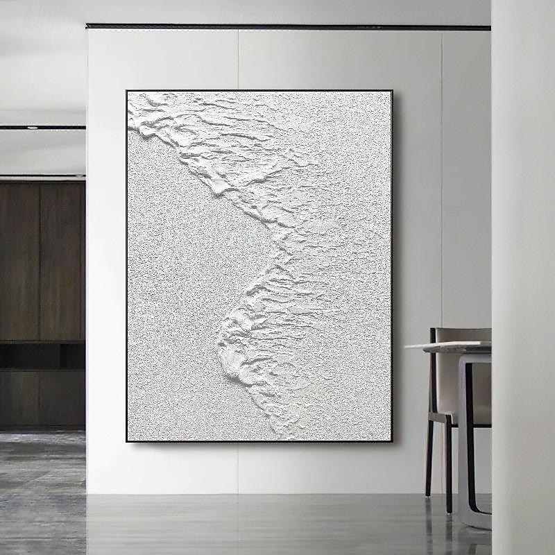 Wave oil painting handmade white plaster art plaster art on canvas white minimalist painting white abstract painting large white textured painting wall art white 3d wall art