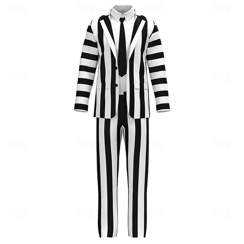 Beetlejuice Mask Outfits Suits & Blazers Men's Boys Movie Cosplay Scary Costume Carnival Performance Party3