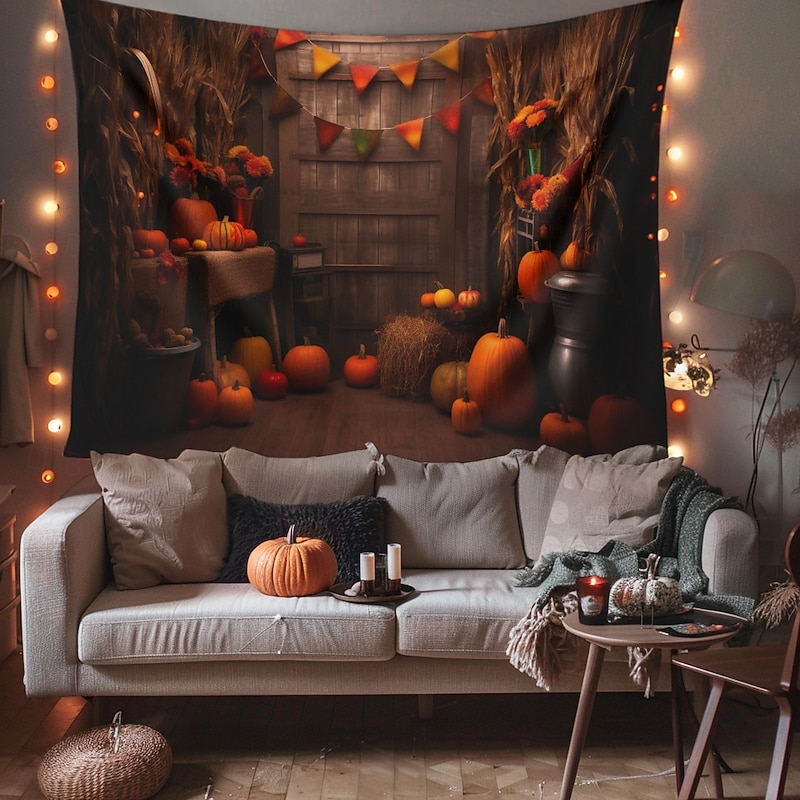 Pumpkin Hanging Tapestry Wall Art Inside House Large Tapestry Mural Decor Photograph Backdrop Blanket Curtain Home Bedroom Living Room Decoration2