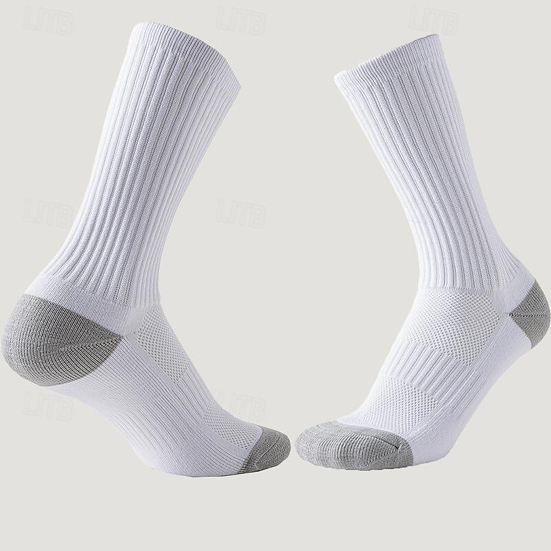 Men's 3 Pairs Multi Packs Socks Running Socks Long Socks White+White+Black Black Color Color Block Sports & Outdoor Daily Vacation Basic Medium Spring Fall Fashion Casual2