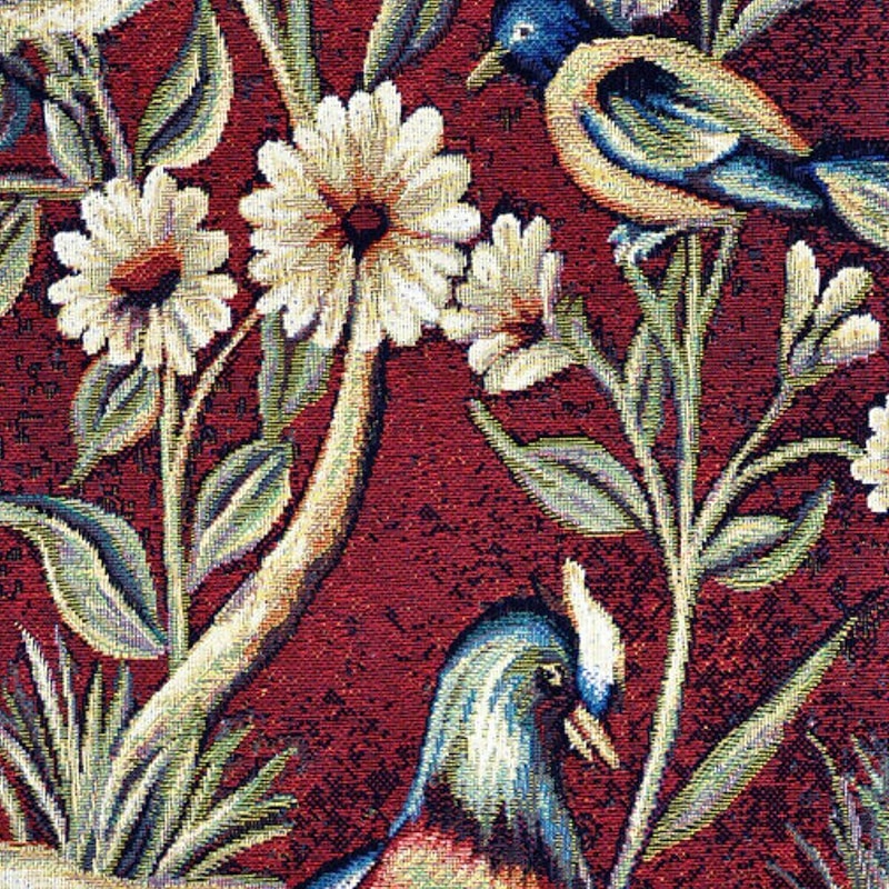Jacquard Woven Tapestry Gobelin Aubusson Wall Hanging Wild Birds and Flowers Begian Wall Tapestry Loom Cotton Weave Living Room Bedroom Decoration(without Stick and Tassels)3