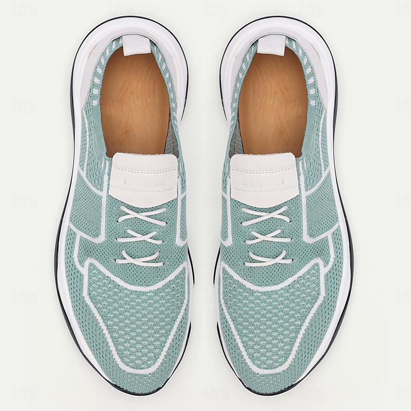 Men's Lightweight Breathable Knit Sneakers - Mint Green Athletic Running Shoes2