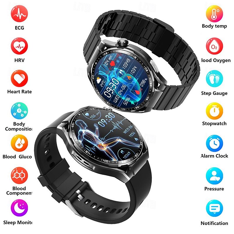 696 F200 Smart Watch 1.55 inch Smart Band Fitness Bracelet Bluetooth Pedometer Call Reminder Sleep Tracker Compatible with Samsung Men Hands-Free Calls Message Reminder IP 67 46mm Watch Case2