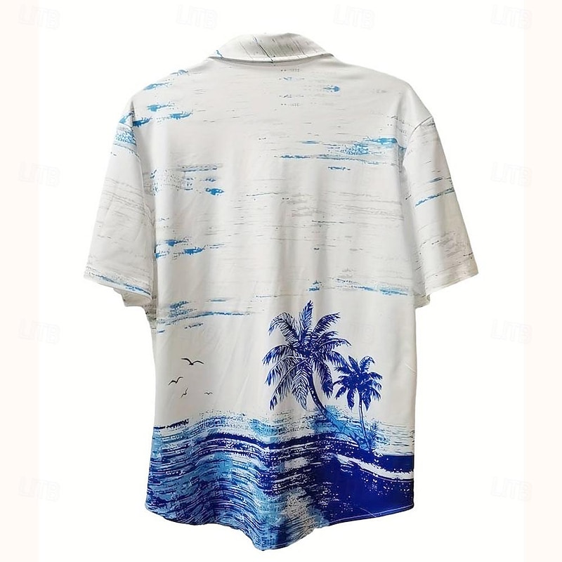 Men's Coconut Tree Palm Tree Tropical Plants Summer Hawaiian Shirt Aloha Shirt Printed Shirts Short Sleeve Shirt Turndown Casual Resort Outdoor Vacation Home White S M L3