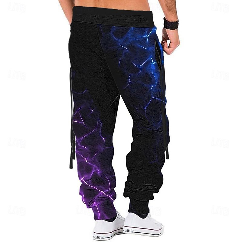 Men's Graphic Sweatpants Joggers Trousers Mid Waist Casual Outdoor Side Pockets 3D Print Fall & Winter 3D Print Black2